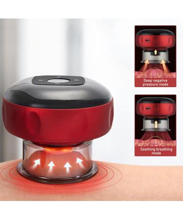 Rechargeable Electric Cupping Massage Device - 6/12 Gear Intelligent Therapy Tool for Home Office & Travel (Red) - Buy Online on GoSupps.com
