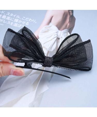 Wendalern Vintage Tulle Bow Hair Clip Bow Ponytail Holder Clip French Hair Bows Clips Black Tulle Hair Clips Headwear Hair Accessories for Women and Girls Gifts - Buy Online on GoSupps.com