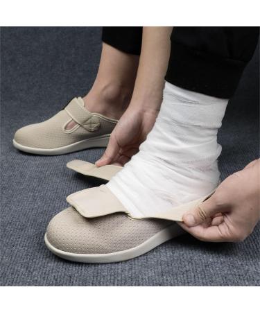 Diabetic Shoes Men Women Anti-Slip Breathable Edema Shoes Beige Size 6.5 - Adjustable & Easy Switch, Ideal for Diabetic Elders - Buy Online on GoSupps.com