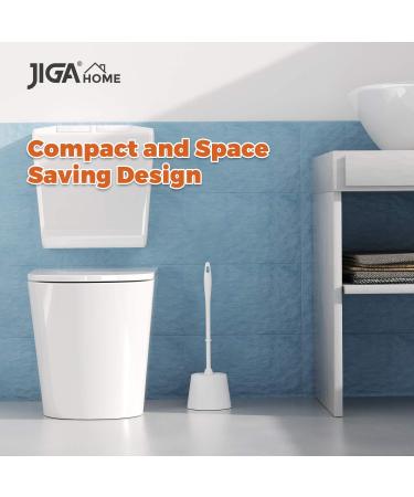 JIGA 3 Pack Toilet Brush Set with Holder - Bathroom Stiff Bristles Scrub Brush White - Buy Online on GoSupps.com