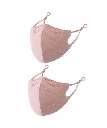 2PC Adult Woman Polka Dot Print Mouth Cover Adjustable Washable Protect Haze Face Covering Reusable Cloth Face Cover D As shown