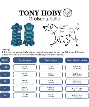 Tony Hoby Dog Shirts | Striped Soft & Breathable 4-Legged Dog T-Shirt for Small Medium & Large Dogs - Blue/M - Buy Online on GoSupps.com
