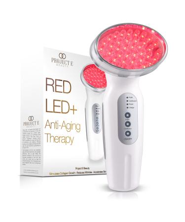 RED LED+ Anti-Aging Therapy by Project E Beauty | Collagen Boosting | Instant Firming and Lifting | Reduces Fine Lines & Wrinkles | Tightens & Tones | Rechargeable & Portable (Red LED Therapy)