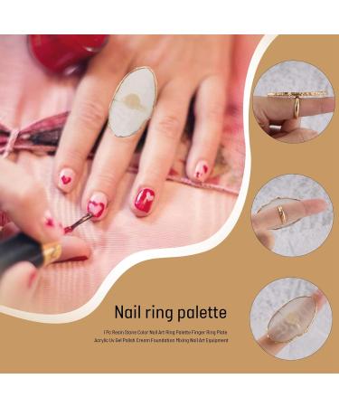 RIYAN 1 Pc Resin Stone Color Nail Art Ring Palette Finger Ring Plate Acrylic Polish Cream Foundation Mixing Nail Art Equipment - Buy Online on GoSupps.com