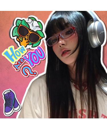 SIPHEW Fashion Y2K Fake Glasses for Women | Trendy Clear Cosplay Eyewear & Anti-Blue Light Protection - A3 Clear Red - Buy Online on GoSupps.com