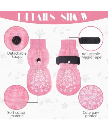 Expawlorian Non-Slip Dog Socks - Soft & Breathable Paw Protection for All Dogs | Adjustable Straps & Traction Control | Pink XS (4 Count) - Buy Online on GoSupps.com