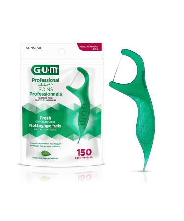 GUM Fresh Mint Flossers Pack of 4 - 898R4 Angled & 889DD Professional Clean Flossers 150 Count - Extra Strong Flosser Pick - 300 Flossers Total - Buy Online on GoSupps.com