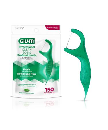 GUM-889DD Professional Clean Flossers Extra Strong Flosser Pick, Fresh Mint, 150 Count 150 Flossers Flosser Pick