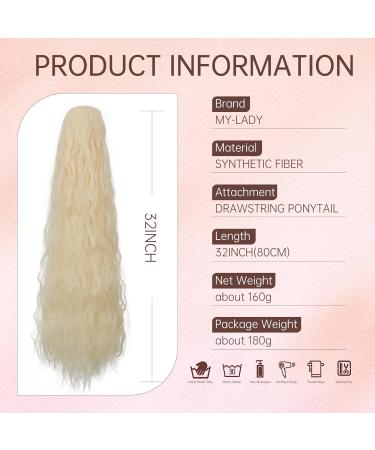 32 inch Drawstring Ponytail Extension for Women - Long Curly Corn Wavy Synthetic Hairpiece in Natural Blonde - Ideal for Daily Use and Parties - Buy Online on GoSupps.com