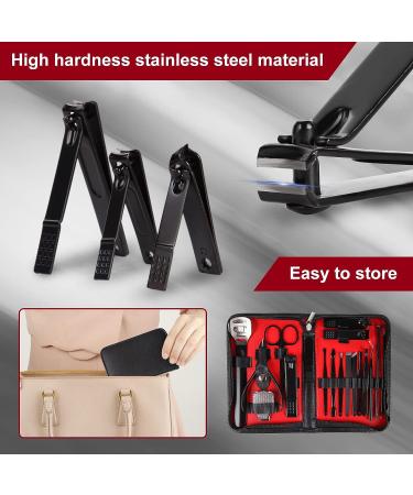 Professional 18-in-1 Manicure & Pedicure Kit with Stainless Steel Nail Clippers - Portable Travel Grooming Set - Buy Online on GoSupps.com