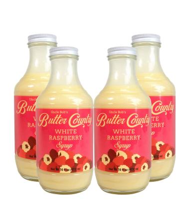 Rich & Creamy Buttermilk Syrup White Raspberry Flavor by Uncle Bob's Butter Country 16 fl oz/4 Pack White Raspberry 4 Pack