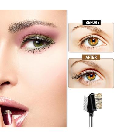 2 in 1 Eyelash Comb and Eyebrow Brush Set - Stainless Steel Makeup Grooming Tool for Lashes and Brows (2 PCS) - Buy Online on GoSupps.com