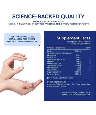 ZNC 10-in-1 NAD+ Supplement with Liposomal NAD Urolithin A & Resveratrol for Energy & Cellular Repair - 60 Vegan Capsules - Buy Online on GoSupps.com