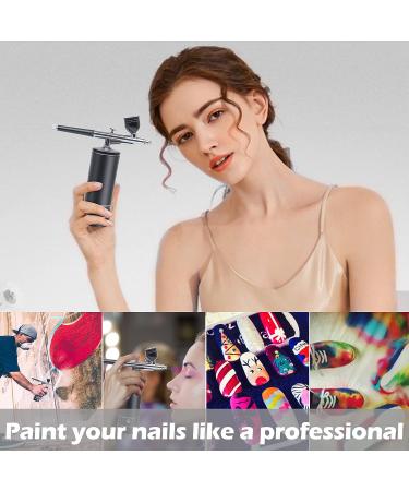 Rhinowisdom Upgraded Portable Cordless Airbrush Kit with Compressor - Rechargeable Handheld Set for Makeup, Nail Art, Model Coloring, Tattoo - Black - Buy Online on GoSupps.com