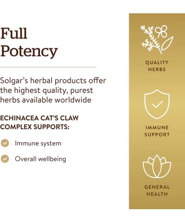 Solgar Echinacea & Cat's Claw Complex - 60 Vegetable Capsules for Immune Support - Buy Online on GoSupps.com