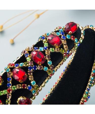 Forsylvanas Crystal Rhinestone Headband 2 Pcs Set for Women - Handmade Velvet Hair Hoop for Wedding Parties - Red + Green - Buy Online on GoSupps.com