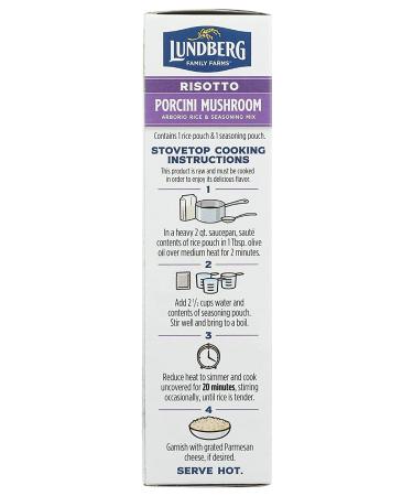 Lundberg Family Farms Traditional Italian Risotto Porcini Mushroom - 5.9 oz | Non-GMO, Gluten-Free, USDA Organic | Convenient Side Dish | 20 Min Cook Time - Buy Online on GoSupps.com