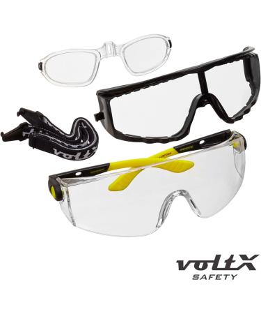 Voltx Quad 4-in-1 Safety Glasses with Reading Aid (+1.5 Diopters) - Clear Foam Insert & Removable Headband - Buy Online on GoSupps.com