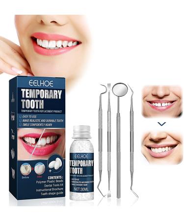 Ganbaro Temporary Teeth Repair Kit,Moldable False Teeth, Tooth Repair Kit for Snap On Instant and Confident Smile,with Mouth Mirror, 3 Pcs Differernt Dental Probe