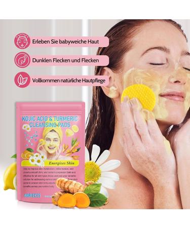 Turmeric Kojic Acid Pads 80 Pads Turmeric Cleansing Pads for Face Help Balance Skin Fat and Water Gentle and Non-Irritating - Buy Online on GoSupps.com
