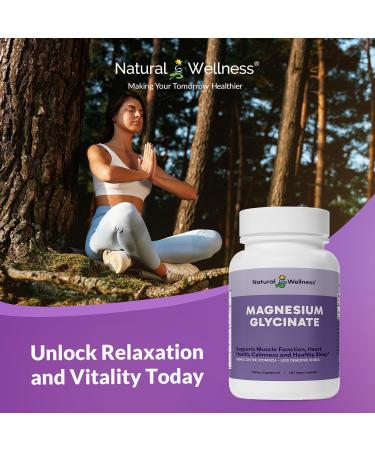 Natural Wellness Magnesium Glycinate High Absorption Magnesium Supplement for Relaxation Restful Sleep Bone & Heart Health and Muscle Function Gentle on Stomach 180 Vegetarian Capsules - Buy Online on GoSupps.com