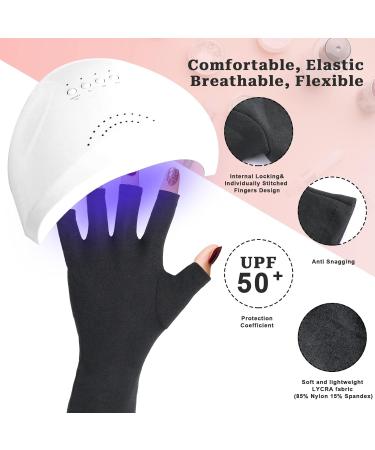 UV Protection Gloves for Gel Nail Lamp | Professional Manicure Gloves | Fingerless Nail Art Gloves - Buy Online on GoSupps.com
