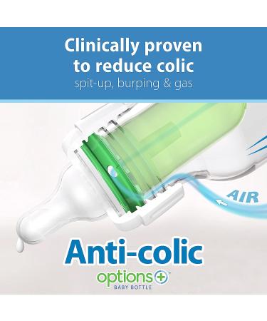 Dr. Brown's Natural Flow Anti-Colic Options+ Narrow Baby Bottle 8oz with Level 1 Nipple - 1 Pack, Clear - Buy Online on GoSupps.com