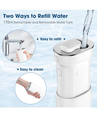 Portable Cordless Water Flosser with 5 Jet Tips - Rechargeable Dental Irrigator for Travel & Home - Mini White - Buy Online on GoSupps.com
