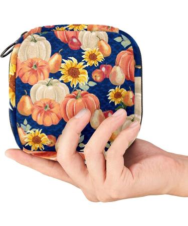Fall Pumpkin Sunflower Sanitary Napkin Storage Bag - Portable Period Kit Pouch - Buy Online on GoSupps.com