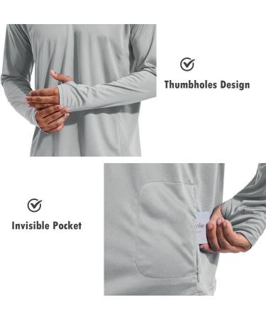 Baleaf Men's UV Protection Rashguard Shirt - UPF 50+ Long Sleeve Hooded Sweatshirt for Running Surfing & Outdoor Fishing - Lightweight Thumb Hole Design Gray - Buy Online on GoSupps.com
