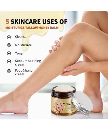  Wootapson 2PC Beef Tallow Skin Care Pure Tallow Balm Whipped Beef Tallow and Honey Balm Beef Tallow Moisturizing Cream Whipped Moisturizer for Face and Body - Buy Online on GoSupps.com
