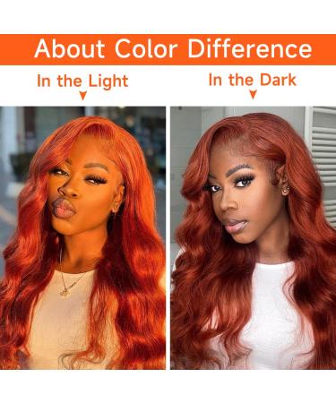 Reddish Brown 22 inch Human Hair Lace Front Wig | Auburn Colored Body Wave | Pre Plucked & Transparent HD Lace | Glueless & Natural Looking - Buy Online on GoSupps.com