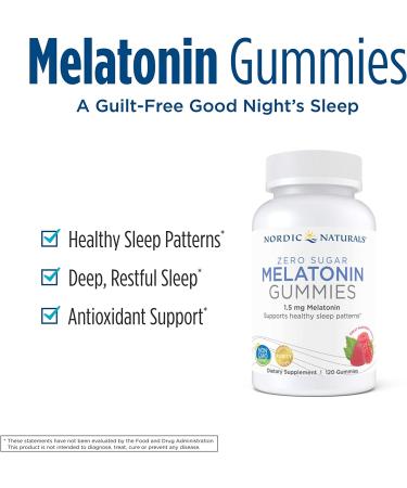 Nordic Naturals Zero Sugar Melatonin Gummies 1.5mg - Raspberry Flavor, 120 Count - Buy Online on GoSupps.com