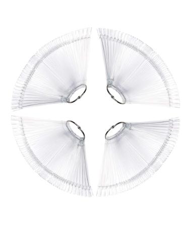 GOGOONLY 200 pcs Clear Tips Fan-shaped Nail Art Display Chart Acrylic False Tips Practice Tool - 200 Tips in Total - BH000472