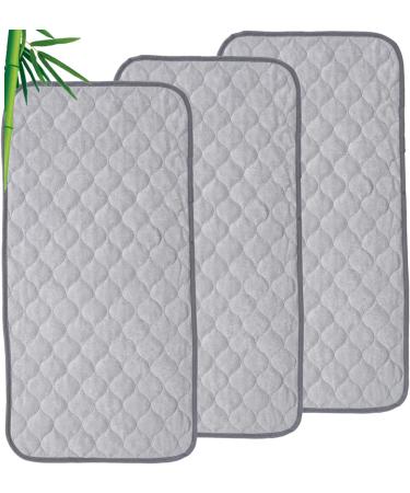 Nicoone Waterproof Changing Mat Liners Quilted 3PCS Bamboo Terry Surface Diaper Changing Pad Liner Washable Reusable Diaper Changing Liners for Home Outdoor Travel Grey - Rectangle