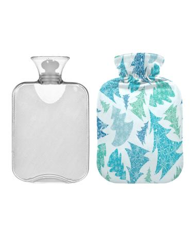 KCLDECI hot water bottle with cover snowflakes Christmas trees 2 l hot water bottle hot water bag for foot warmer pain relief hot and cold therapy cramps