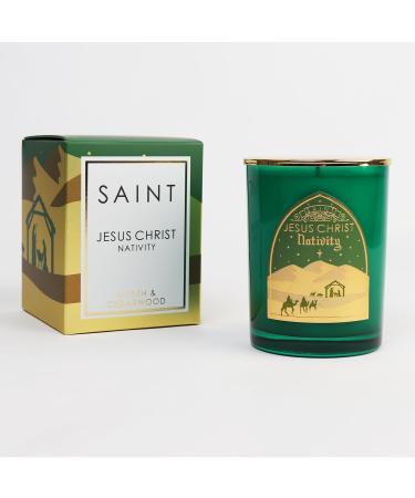 SAINT Jesus Christ Nativity Scented Candle - Aromatherapy with Prayer Coin & Holy Oil | Myrrh & Cedarwood | 80 Hour Burn Time | Special Edition - Buy Online on GoSupps.com