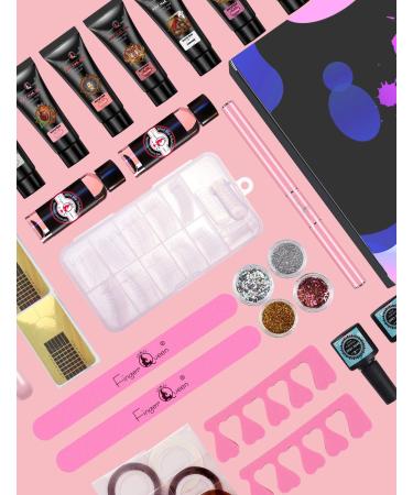 FingerQueen Poly Nail Gel Kit - 8 Colors Builder Extension Gel & Tools | Nail Art Starter Kit - Buy Online on GoSupps.com