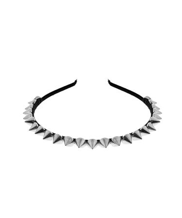 Zac's Alter Ego Black Thin Metal Aliceband with Studs - Alternative Fashion Silver
