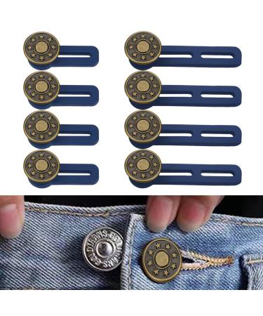 8PCS Button Extender for Trousers Pants Waist Extender Adjustable Button Waist Extender Extended Jeans Waistband Button Extender Set for Jeans Skirts blue White