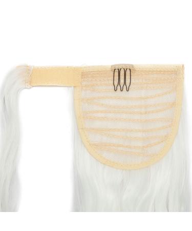 Buy Wavy White Ponytail Hairpiece Braid Clip-in Extension | 43 cm Synthetic Hair Extension for Women - Buy Online on GoSupps.com
