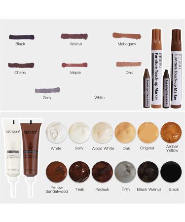 Wood Repair Kit for Furniture 12 Colors Wood Filler with 8 Colors Wood Repair Markers and Wax Sticks Sharpener Kit Scratch Cover Surface Restore-Set of 42 42 Pcs - Buy Online on GoSupps.com
