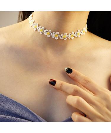 Shop Bethynas Colorful Floral Choker Necklace | Vintage Daisy Flower Neckband for Women & Teen Girls Perfect Bridal Party Neck Jewelry | Adjustable Clavicular Design - Buy Online on GoSupps.com