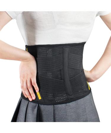 BERTER Lower Back Brace for Lower Back Pain Relief Sciatica for Men & Women, Lumbar Back Support Belt with Compression Band-Lightweight, Breathable (XL, Black) Black X-Large