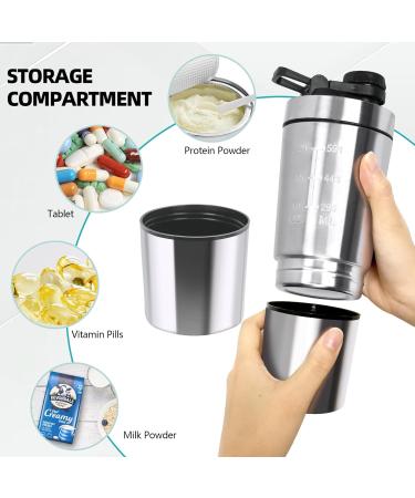 Junundjing Stainless Steel Protein Shaker - 700ml with 200ml Compartment & Mixing Ball | Ideal for Nutrition & Protein Shakes - Buy Online on GoSupps.com