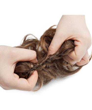Messy Hair Scrunchies Bun Extensions Medium Light Brown to Light Auburn - 30g | Curly Wavy Hair Pieces for Women Updo Ponytail Chignons - Buy Online on GoSupps.com