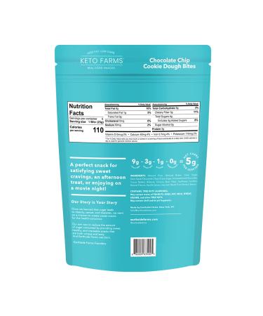 Keto Farms Chocolate Chip Keto Cookie Dough Bites - Protein Snacks, Low Carb, Vegan, Gluten Free - Buy Online on GoSupps.com