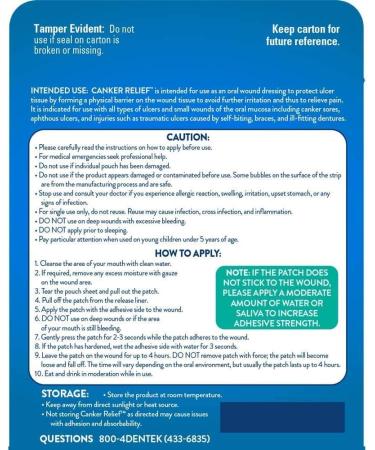 DenTek Canker Cover Patch - 6 Count | Fast-Acting Relief for Canker Sores - Buy Online on GoSupps.com