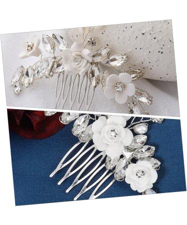 minkissy Bride Hair Comb Wedding Hair Side Comb Floral Hair Comb Bridal Hair Side Comb Bridal Hair Accessories Hair Side Comb White Miss Soft Pottery Metal Twist - Buy Online on GoSupps.com