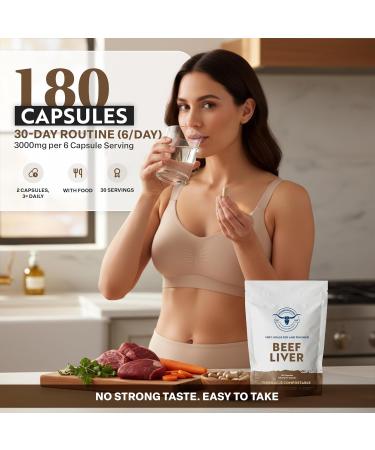 Higher Healths 100% Grass Fed Beef Liver Capsules - 180-Count, Pure Freeze Dried Beef Organ Supplement for Women & Men - No Fillers & No Additives - Real Food Sourced & Made in USA - Buy Online on GoSupps.com